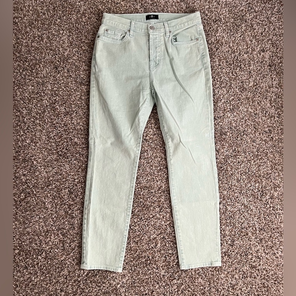 7 For All Mankind Sage Green Slim Fit Jeans